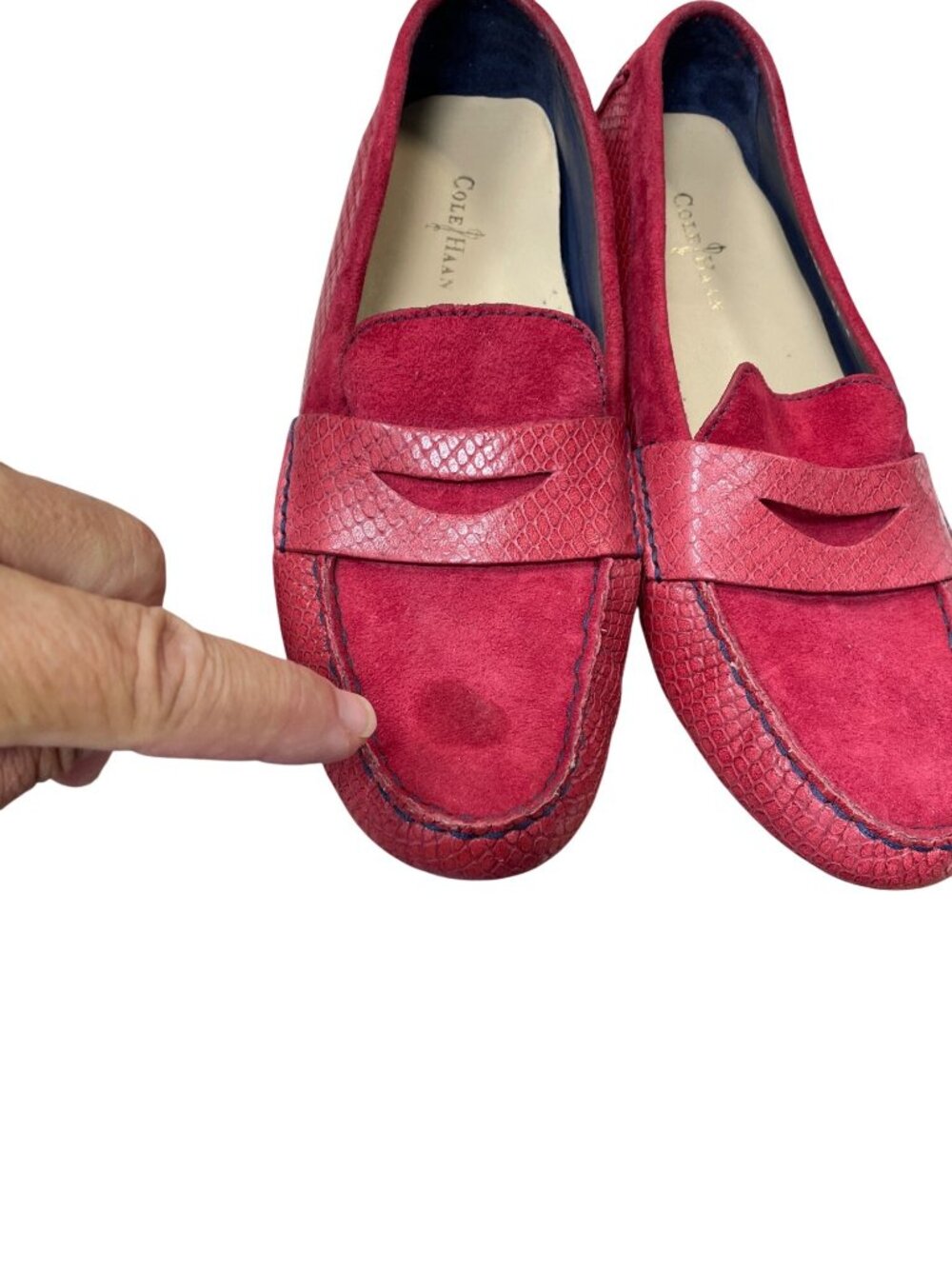 Cole Haan womens red suede leather slip preppy dress loafers sz 8.5B SKU 10-908 - Picture 13 of 16